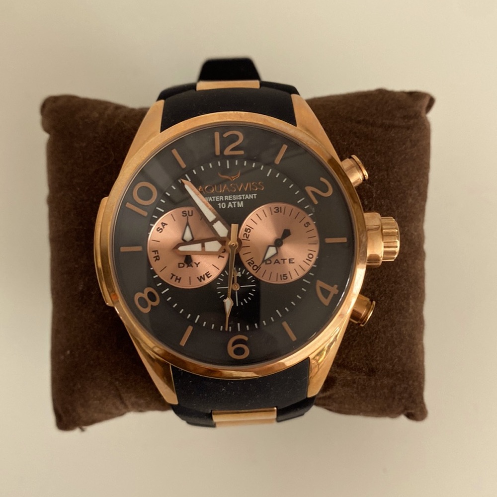 AQUASWISS Trax 5H Rose Gold and Black Watch